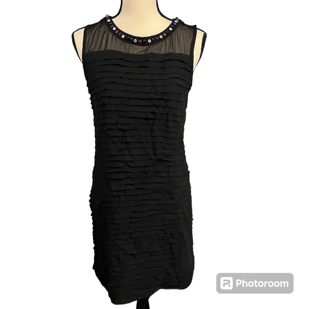 Shoshanna NEW Black 100% Silk Lined Jewel LBD Dress Sz 2 Classic Quiet Luxury